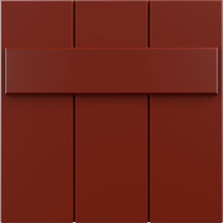 12W X 12H True Fit PVC Joined Board-n-Batten Shutters Sample, Pepper Red
